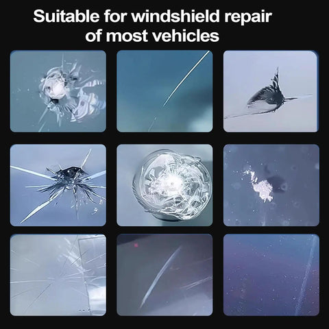Auto Glass Windshield Chip And Crack Repair Kit With Repair Fluid For Cars Trucks RVs And Sedans Quick Fix On The Go No Fuss damage examples