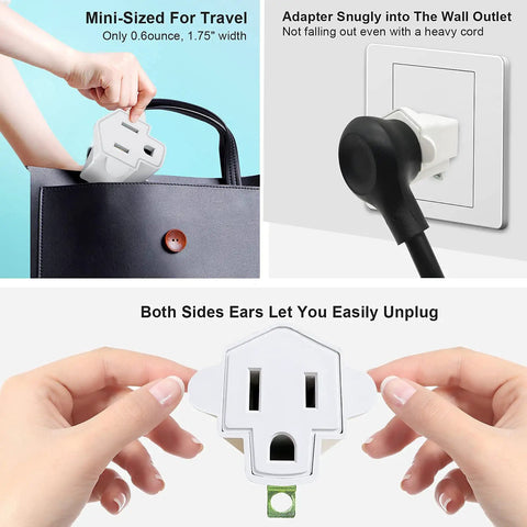 Three Prong To Two Prong Grounding Outlet Converter Two Pack Portable Fireproof 200C Wall Plug Adapter in use and features