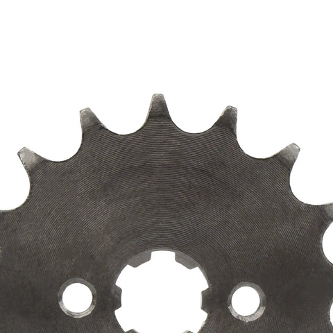 Close-up of the 17 Tooth 428 Front Sprocket with two mounting holes, part of the replacement kit for dirt bikes and go-karts.