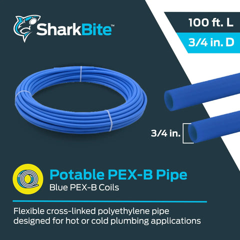 Three Quarter Inch Blue PEX B Tubing For Plumbing Flexible Water Pipe Freeze Resistant And Easy Install 100 Feet Coil
