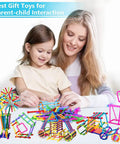 Mother and daughter building with 1054 Pieces Building Blocks Set For Creative STEM Learning Interlocking Construction Toy Kit For Kids.