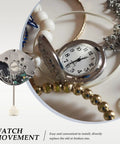 5-Piece SL68 Quartz Watch Movement Replacement Kit For DIY Watch Repair Pros next to open pocket watch