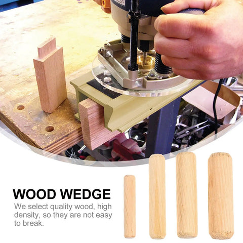 Round Fluted Wooden Dowel Pins Kit Featuring Hardwood Beveled Dowel Rods in woodworking use, showing high-density wood pieces