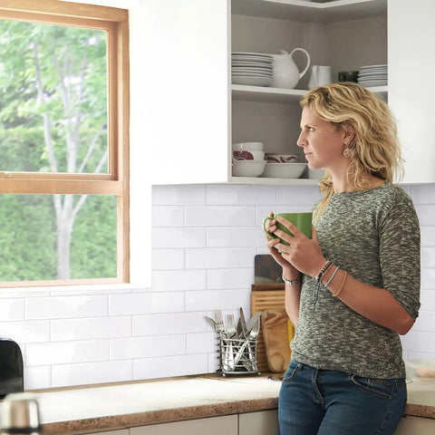 X-Large Peel And Stick Backsplash Tiles, 5 Sheets Of 22.56 By 10.88 Inches, 3D Adhesive Self Stick Wall Tile For Kitchen And Bathroom, Easy Install, Durable North American Made, Great For Walls And Backsplashes