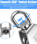 Close-up of 2 Pack Stainless Steel Snatch Block With Swivel Hook showcasing 360° rotation feature and M50 2 Inch Sheave.