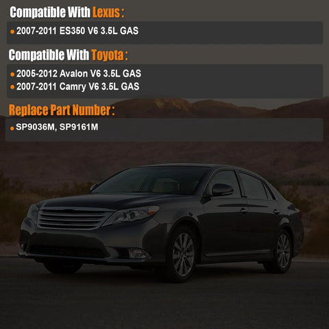 Front view of a sedan compatible with Lexus ES350, Toyota Avalon and Camry fuel pump assembly with sending unit SP9036M SP9161M