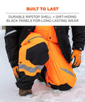 GloWear 8928 Insulated Thermal Bib Overalls For Brutal Cold, High Visibility Orange with black panels, 3X Large