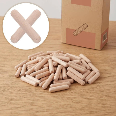 100 Pieces Fluted Wood Dowel Pins With Beveled Ends 0.25 Inch By 1.2 Inch Unfinished Sanded Dowels for furniture and outdoor projects