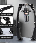 Ultimate Adjustable Hydraulic Power Chest Press Machine Plus Forearm Strengthener And Chest Expander with non-slip handle and easy-store buckle.