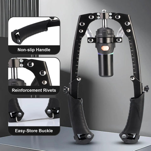 Ultimate Adjustable Hydraulic Power Chest Press Machine Plus Forearm Strengthener And Chest Expander with non-slip handle and easy-store buckle.