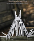 All In One Multitool Pliers With Replaceable Wire Cutters And Glass Hammer Premium Steel Construction Wood Saw Scissors
