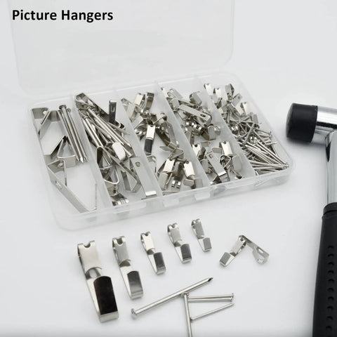 136 Pcs Picture Hangers Kit With 5 Size Hooks 10Lb 20Lb 30Lb 50Lb 100Lb Nails And Handy Storage Case For Drywall And Wooden Walls