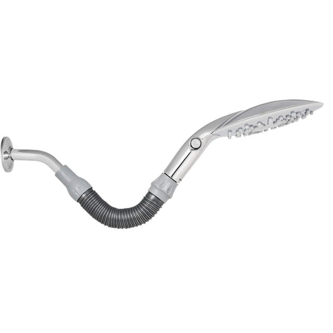 Flexible Arm Rainfall Shower Head With 12 Inch Flex Neck And 7.5 Inch Large Face, No-Fuss Adjustable Height For Tall And Short, 1.8 GPM White