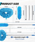 Ceiling Fan Cleaner Duster Set With Extension Pole 13 To 48 Inch, 2 Pack Reusable Microfiber Dusters With Replaceable Heads, Blue product size chart