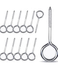 Heavy Duty Zinc Plated Eye Screws For Wood, 3 Inch Robust Threads Hold Fast Like A Champ, 12 Piece Container Of Tough Hardware Eyebolts.