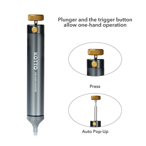 One Hand Trigger Desoldering Vacuum Pump Solder Sucker With Aluminum Body And Silicone Tip for Quick Solder Removal