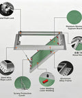 Rock Solid Aluminum Drywall Access Panel With Paintable Push Latch Cover For Ceilings showing metal frame, hinges, and moisture-resistant gypsum board.