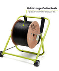 Industrial Wire And Cable Caddy With Wheels And Pull Strap Heavy Duty Steel Dispenser for reels up to 20 inch diameter and 100 pound capacity