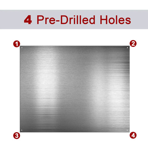 Stainless Steel Kitchen Backsplash Panels 24x30 Inch Reversible Metal Sheet With Pre Drilled Holes And Screws shown front view