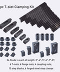 58 Piece T Slot Clamping Kit Pro Series 1/2 Inch T Slot Step Hold Down Clamps Set With 3/8-16 Studs For Milling And Machining Fixtures Heavy Duty Cast Steel Construction Space Saving Design