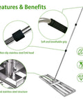 Stainless Steel Lawn Level Tool With Handle For Leveling Soil And Lawn In Garden Backyard And Golf Courses Durable 7Ft