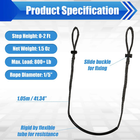 Product Specification of 4 Pcs Climbing Stick Aiders For Hunting Daisy Chain Single Step Aider 800 Lb Capacity with measurements.