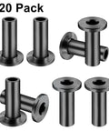 120 Pack T316 Black Stainless Steel Rugged Protector Sleeves For One Eighth Inch Cable Deck Railing Kit System On Wood Posts Protect Wire Rope From Wear And Tear For DIY Balustrade Pro Grade displayed with top and side views