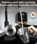 8 In 1 Milk Frother And Steamer With 550 Watts Power, 21 Ounce Split Stainless Steel Pitcher shown being washed in a sink