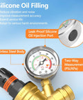 RV water pressure regulator with colorful gauge, brass body, hand-adjust knob, inlet screen filter, NH-thread