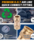 5 Piece 5/8 Inch Quick Push To Connect Brass Fittings Union Straight DOT Approved Air Line Adapter highlighted features