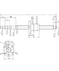 Technical drawing of 600mm SFU1204 Ball Screw Stainless Steel Rolled Ballscrew With Ball Nut Anti Backlash 12mm Diameter CNC part