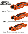 Pro Level Folding Hex Key Set Sporting Extended Blades Loaded With 31 Metric Sae Allen Wrenches And Torx Drivers, displayed in organized format.