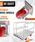 Beefy Heavy Duty Platform Cart With 2500 Lbs Capacity And 4 Swivel Casters, 36x24 Inch Steel Deck, 3 Side Handrails