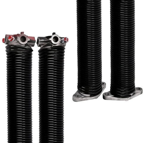Beefy Garage Door Torsion Springs Set 0.250 x 2 In x 28 In with tension coils visible and mounting plates shown.
