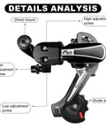 7 Speed Direct Mount Rear Derailleur For Mountain Tricycle Commuter And Cruiser Bikes, Built Beefy Aluminum, Crisp Shifts, 11T Guide Wheel.