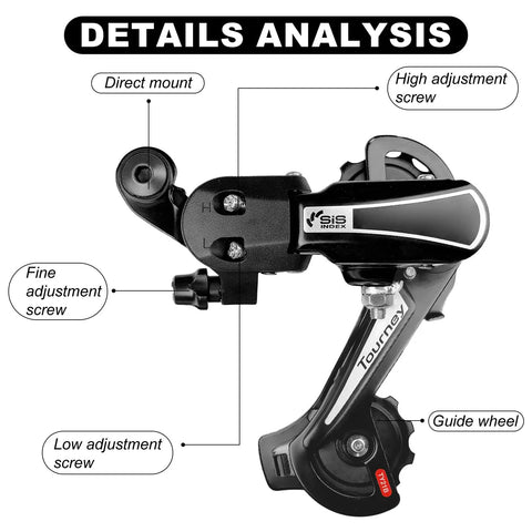 7 Speed Direct Mount Rear Derailleur For Mountain Tricycle Commuter And Cruiser Bikes, Built Beefy Aluminum, Crisp Shifts, 11T Guide Wheel.