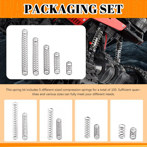 150 Piece Compression Springs Set In 5 Sizes Featuring 0.5mm Wire And 6mm Outer Diameter With 10mm To 50mm Lengths Stainless Steel