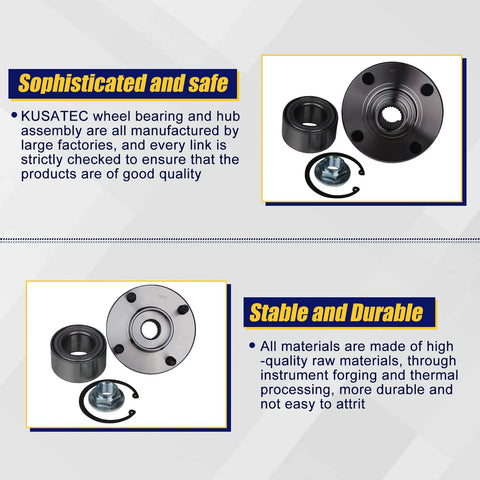 2 Pack Front Wheel Bearing And Hub Assembly For Ford Focus 2000 To 2011 Front Position With 4 Lug Bolts M12x1.5 Replacement Ready To Roll Durable OE Style Fit showing parts and descriptions