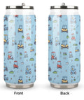 Boss Level 304 Stainless Steel Insulated Tumbler With Secure Straw Lid And Leak Proof Screw Cap, Golf Cart Ready travel mug showcasing colorful golf cart design, front and back views.