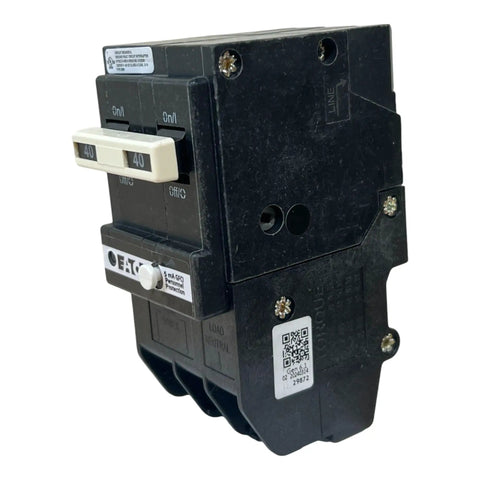 GFCI Two Pole Circuit Breaker 40 Amp For 120 240 Volt Systems With Ground Fault Protection Pigtail Neutral 10 KAIC Rock Solid Safety Upgrade For Home Electrical Panels And Garages, black breaker with 40 amp handle
