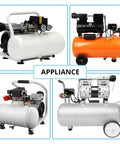 Various types of air compressors with different designs and features for home garage and shop use.
