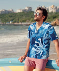 Ice Flowers Print Short Sleeve Shirt With Collar For Yacht Parties And Summer Nights Black Mens Shirt Breathable Soft Fabric Versatile Look Easy Throw On With Jeans Or Shorts For Everyday Vibes
