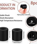 8 Pack Silicone Heatbed Leveling Parts For 3D Printers showing black parts with dimensions, stable shock absorption features.