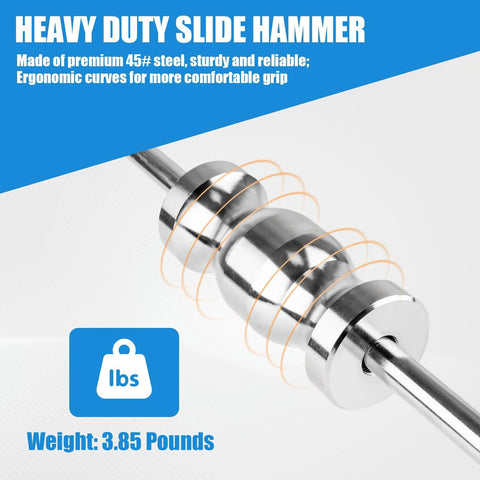 Clatoon inner CV axle puller tool with 5/8-18 slide hammer; chrome shaft and orange coil springs