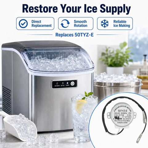 Plug And Play Drop In Ice Maker Synchronous Motor 120V Replacement For Commercial And Home Ice Makers 50 60Hz 3.5 4.1 RPM Compatible With HZB Series Models And More in stainless ice maker scene