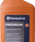 Husqvarna X Guard Premium All Season Mineral Bar And Chain Oil for chainsaws, 1 quart bottle, orange container with label