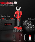 Cordless Electric Pruning Shears With 2 Inch Cutting Diameter LCD Display Dual 2Ah Batteries Brushless Power Kit.