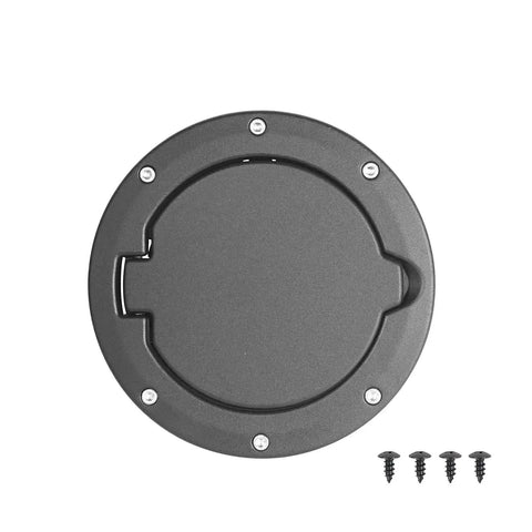 Fuel Filler Door Cover For Jeep Wrangler TJ 1997 To 2006, Black Finish, Non Locking, Includes Screws, Made From ABS and Aluminum