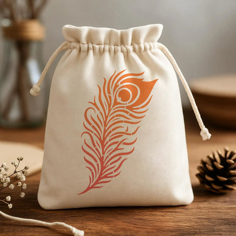 Awesome Boho Feather And Mandala Stencil Set, Six Durable PET Painting Templates for DIY wall art on a fabric bag.