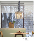 Modern Crystal Chandelier With K9 Crystals And Warm Gold Frame, 4 Light Flush Mount Ceiling Fixture In Chrome Finish Over Table